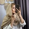شال وارداتی کنفی طرح زارا کرم تیره