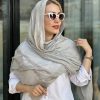 شال فلورانس نخی خط دار طوسی