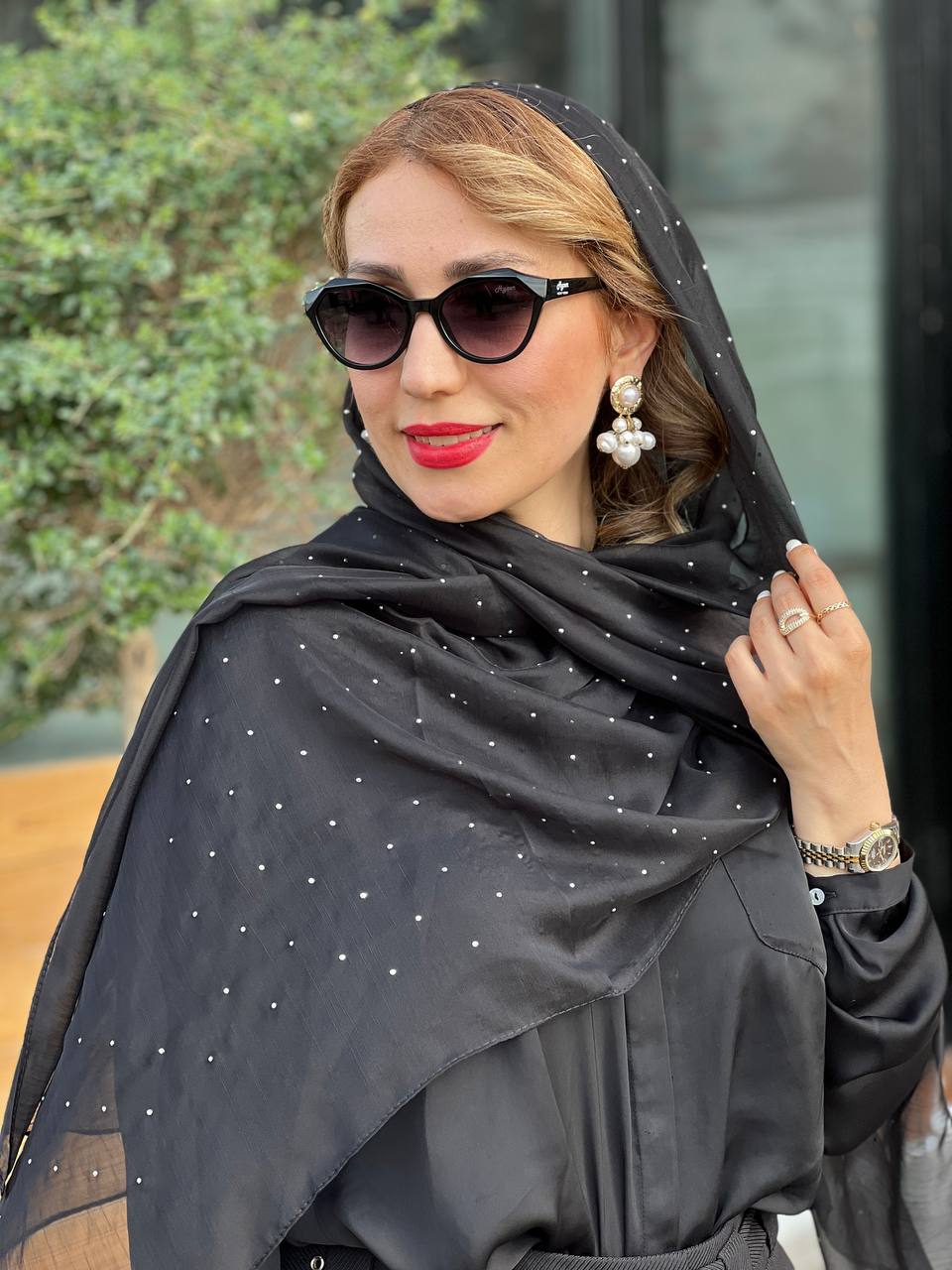شال حریر نگین دار