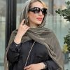 شال حریر شیشه ای لیزری عدسی با تن سبز لجنی