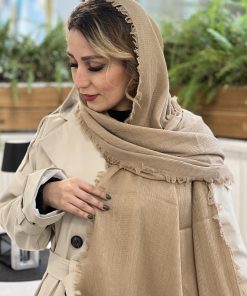 شال برشکا دور ریش نسکافه ای تیره