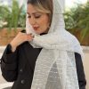 شال لمه مجلسی سفید با پولک نقره ای