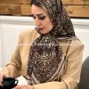 روسری گارزا طرح گلیم دایره شکلاتی تیره