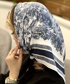 مینی اسکارف ابریشم دیور جنگل سرمه ای