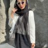 شال حریر استخوانی مشکی