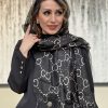 شال حریر ویسکوز  گوچی بزرگ مشکی