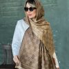 شال کشمیر بهاره گوچی بزرگ کاپوچینو عسلی