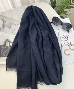 شال ژاکارد سرمه ای ال وی
