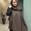 شال ژاکارد قهوه ای ام کی