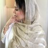 شال حریر موجی کرم کاهی روشن