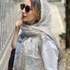 شال نخی برفکی لکه قهوه ای پر رنگ