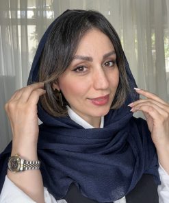 شال پلیسه منگوله چوبی سرمه ای