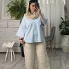 شومیز بیلی جیبدار آبی یخی