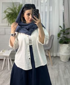 شومیز قلبی سفید شیری با قلب رنگی