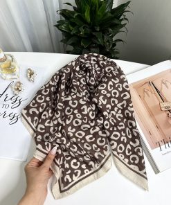 مینی اسکارف پلنگی عروسکی قهوه ای کرم