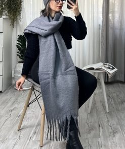 بیگ اسکارف گرم بالا طوسی تیره