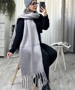 بیگ اسکارف گرم بالا طوسی روشن