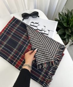 شال موهر دورو پیچازی سرمه ای قرمز