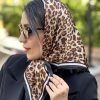 مینی اسکارف ابریشم پلنگی قهوه ای