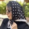 مینی اسکارف ابریشم خالدار مشکی کرم