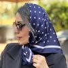 مینی اسکارف ابریشم خالدار سرمه ای