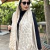 شال پلنگی دورو لمه کرم
