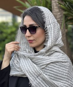 شال بافت حصیری طوسی روشن