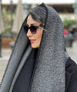 شال دو رو تدی طوسی تیره