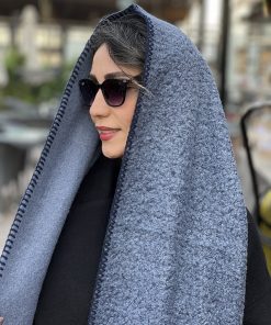 شال دو رو تدی سرمه ای