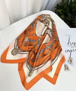 مینی اسکارف ابریشم هرمس سکه نارنجی