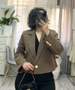 کراپ کت مدل ریما قهوه ای