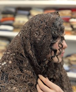 سه گوش مخمل گیپور فرانسه دالبر قهوه ای