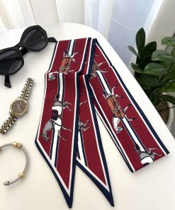 باندانا هرمس اسبی خطی زرشکی