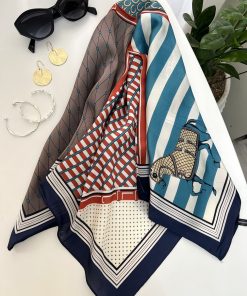 مینی اسکارف ابریشم هرمس هندسی