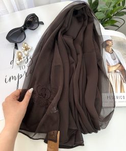 شال حریر قهوه ای گوچی مارک همرنگ
