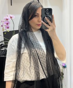 شال حریر خال ریز مشکی وارداتی