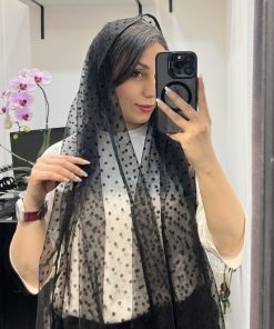 شال حریر خال متوسط مشکی وارداتی