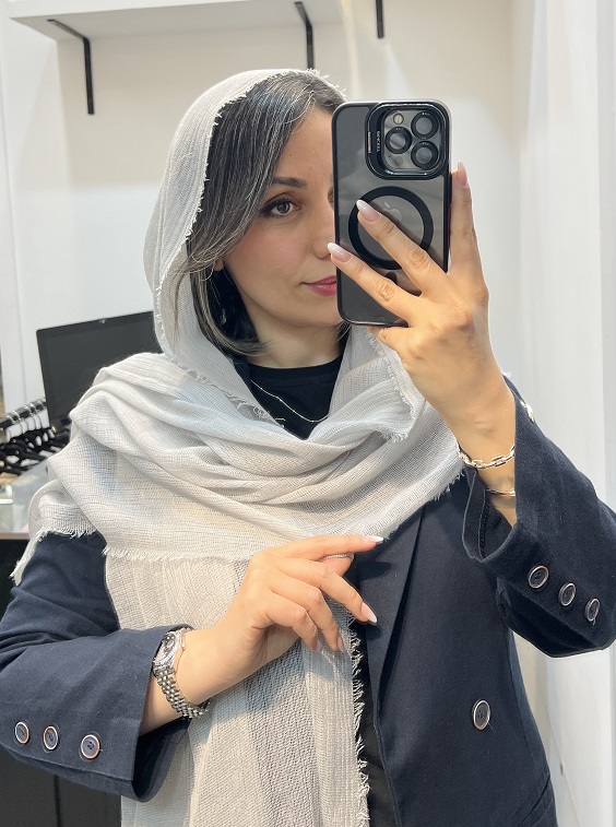 شال کنفی طوسی روشن