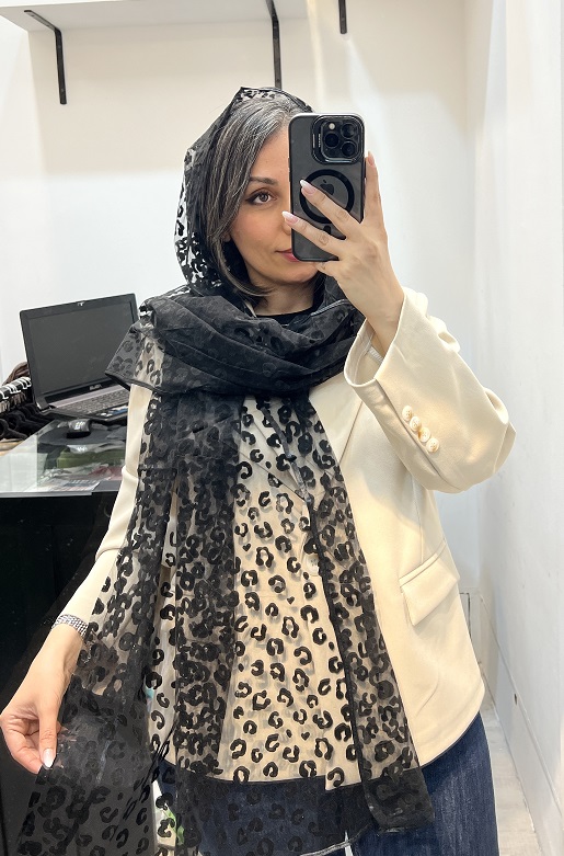 شال حریر مخمل پلنگی