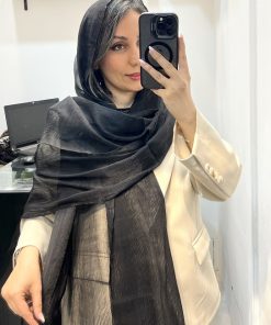 شال حریر میله ای کبریتی مشکی