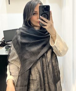 شال حریر میله ای دستک تور مربعی مشکی