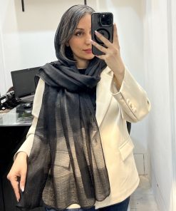 شال حریر میله ای دستک تور مشکی
