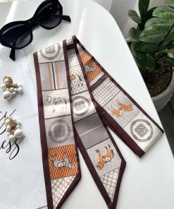 باندانا هرمس هندسی قهوه ای