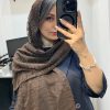 شال حریر مخمل زبرا قهوه ای
