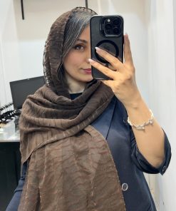 شال حریر مخمل زبرا قهوه ای