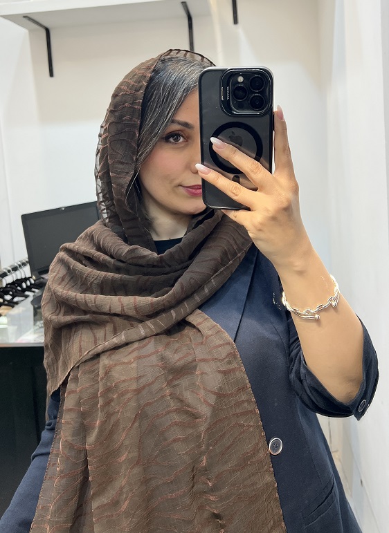 شال حریر مخمل زبرا قهوه ای