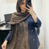 شال حریر مخمل سی کی قهوه ای