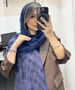 شال حریر مخمل لووه سرمه ای