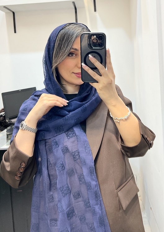 شال حریر مخمل لووه سرمه ای
