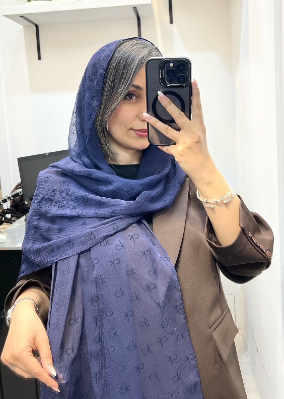 شال حریر مخمل سی کی سرمه ای